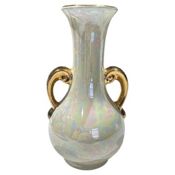 Pearl China Co Lusterware Hand Crafted 22K Gold USA Tray, Creamer, Vase - Picture 4 of 13